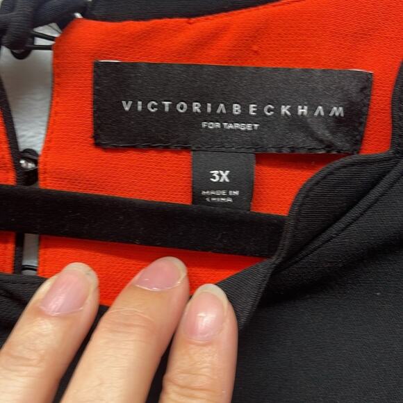 Victoria Beckham for Target Orange Black Scallop Neck Colorblock Tunic Dress‎ 3X - Picture 3 of 7